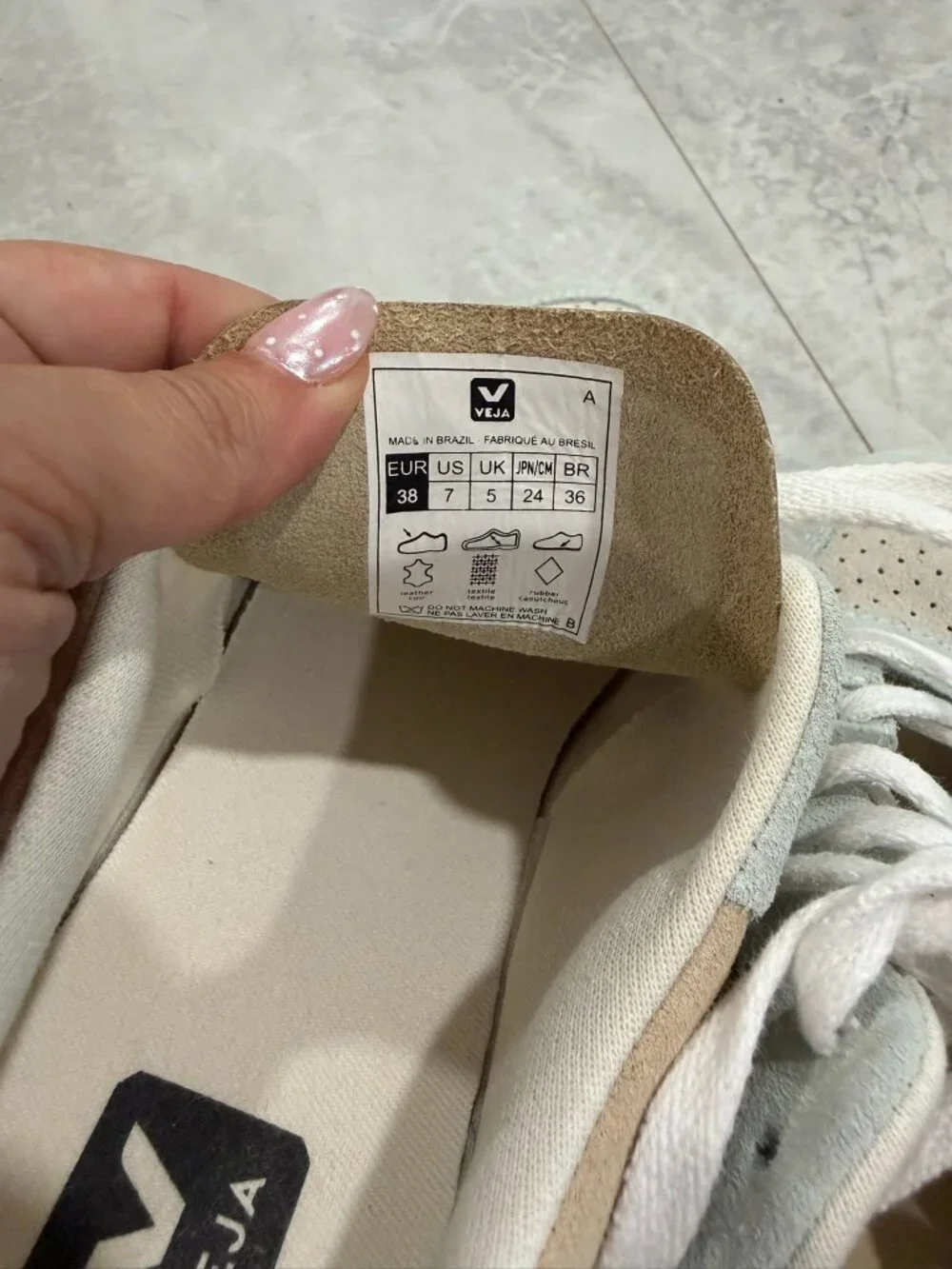 Veja Women's Sneakers in Cream, Beige & Navy with Coral Heel Tab
